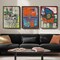 Framed Abstract Famous Paintings Wall Art - Set of 3 Piece Canvas Paintings Artwork for Walls, Mid Century Modern Colorful Art Print for Living Room, Hallway, Bedroom, Office Wall Decor - 16x24 Inch
